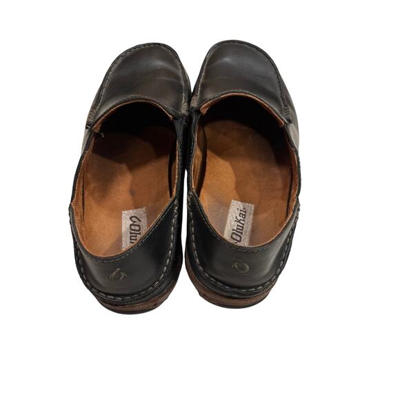 Olukai Moloa Slip-On Loafer Slipper Shoes Men's 10M Black Waxed Nubuck Leather - Picture 4 of 10